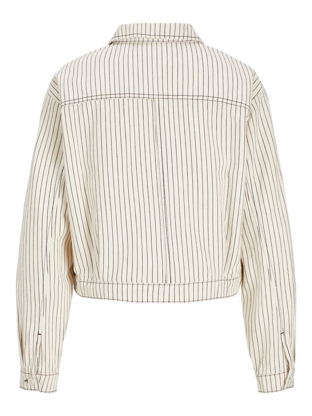 Jjxx - Jxmaddy Rlx Overshirt - 4646529 Blanc De Blanc Black Pinstripe