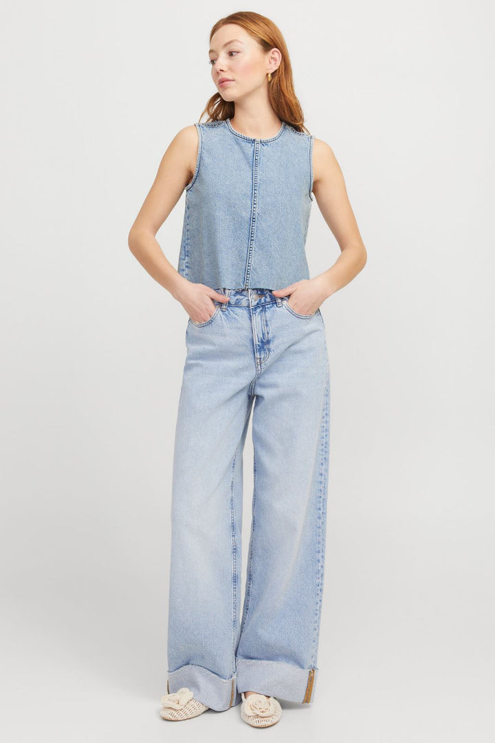 Jjxx - Jxmaggie Cut Off Denim Top - 4650241 Light Blue Denim