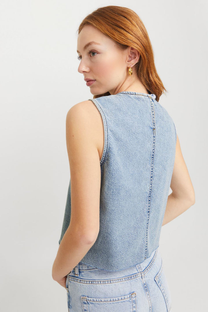 Jjxx - Jxmaggie Cut Off Denim Top - 4650241 Light Blue Denim