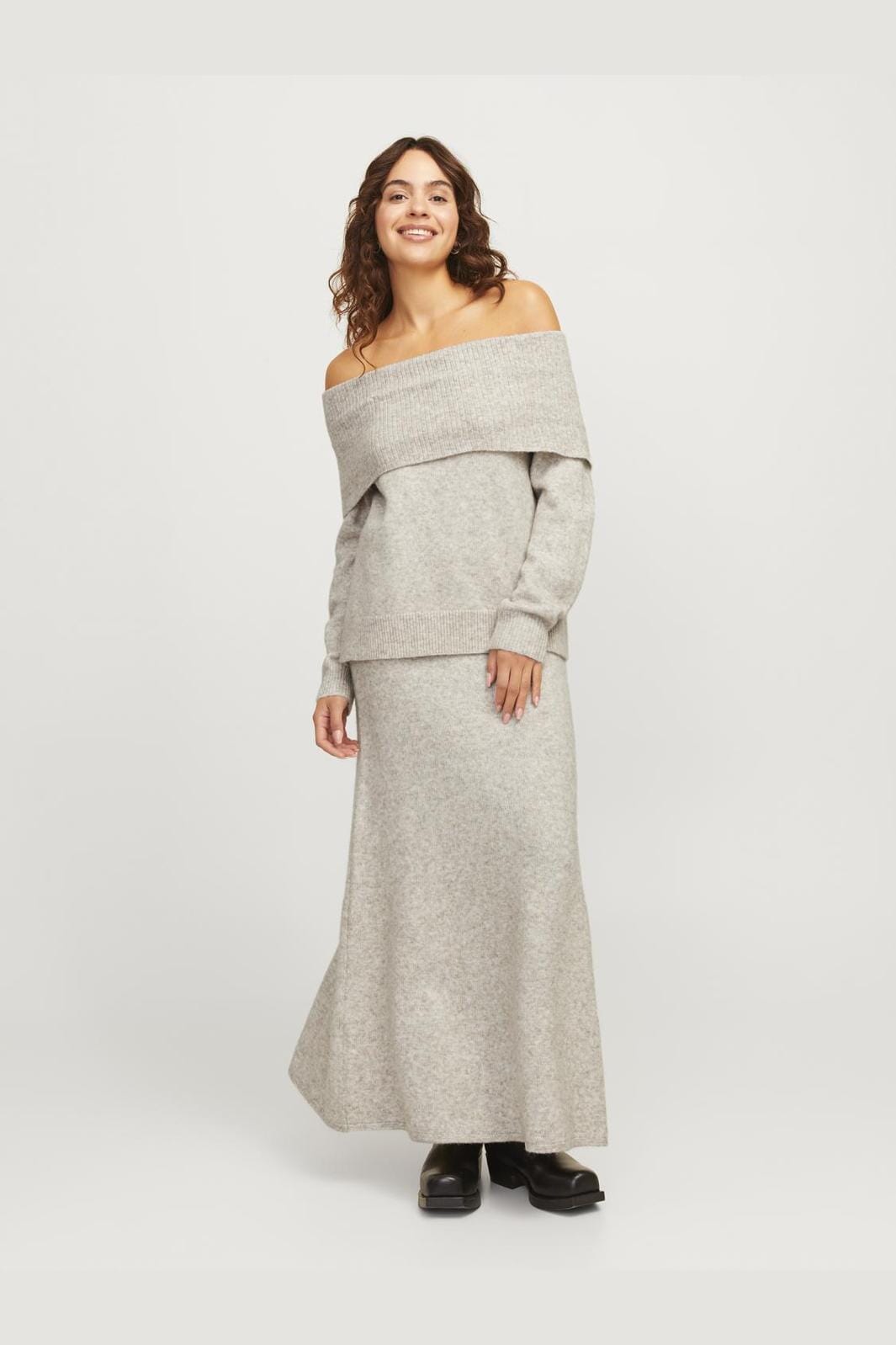 Jjxx - Jxminka Off Shoulder Knit 12264129 - 4635624 - Fog