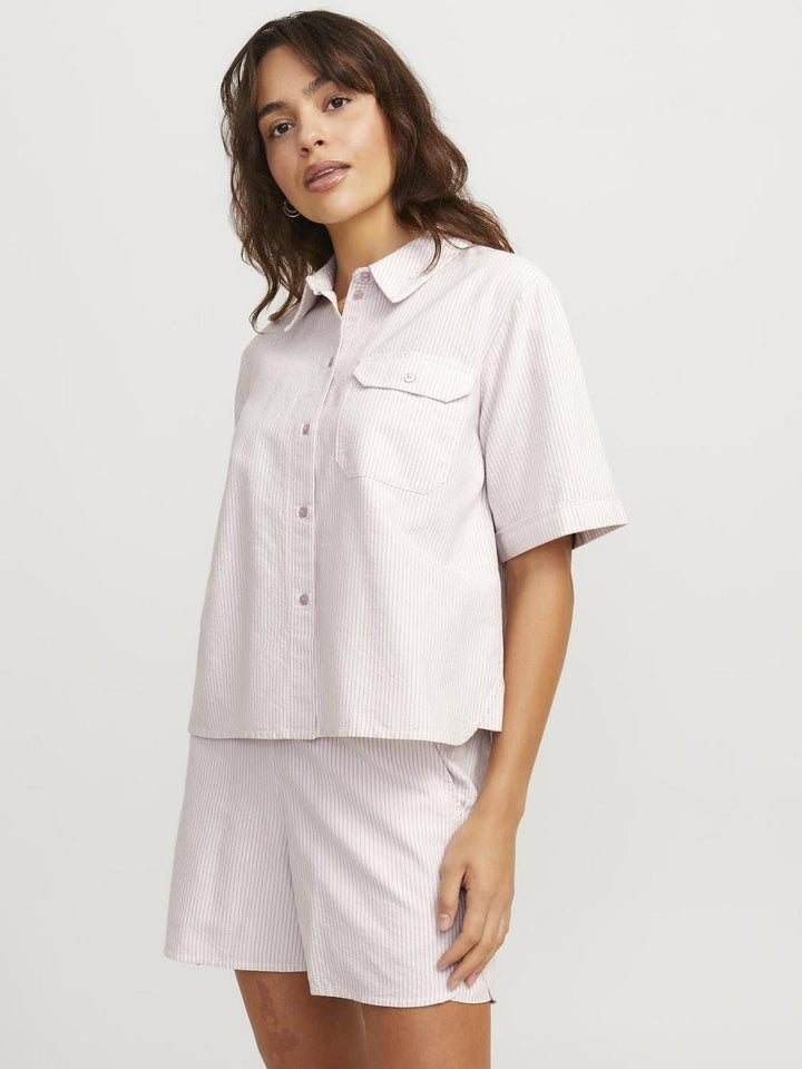 Jjxx - Jxsiva Oxford Ss Pocket Shirt - 4662404 Mauve Shadows Blanc De Blanc