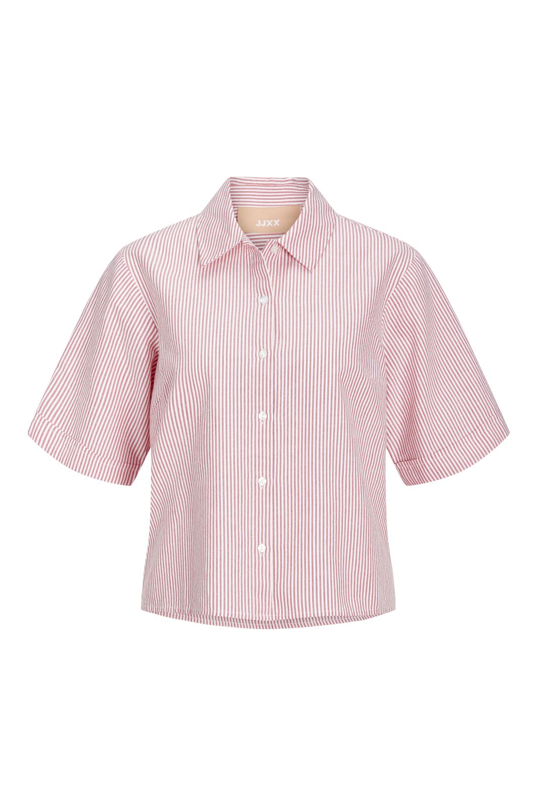 Jjxx - Jxsiva Oxford Ss Shirt - 4466989 Fiery Red Stripes