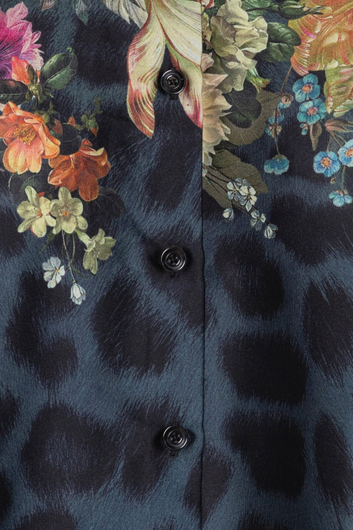 Karmamia - Elle Shirt - Navy Flower Leopard Bluser 