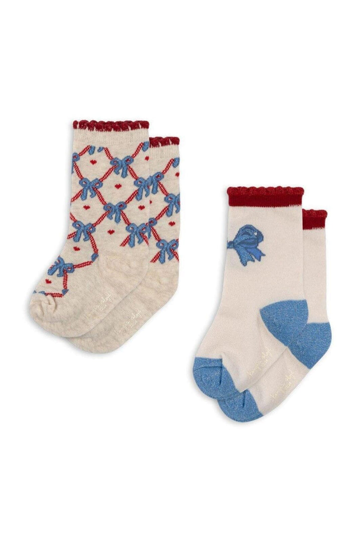 Konges Sløjd - 2 Pack Jaquard Bow Socks - Bow Mix Strømper 