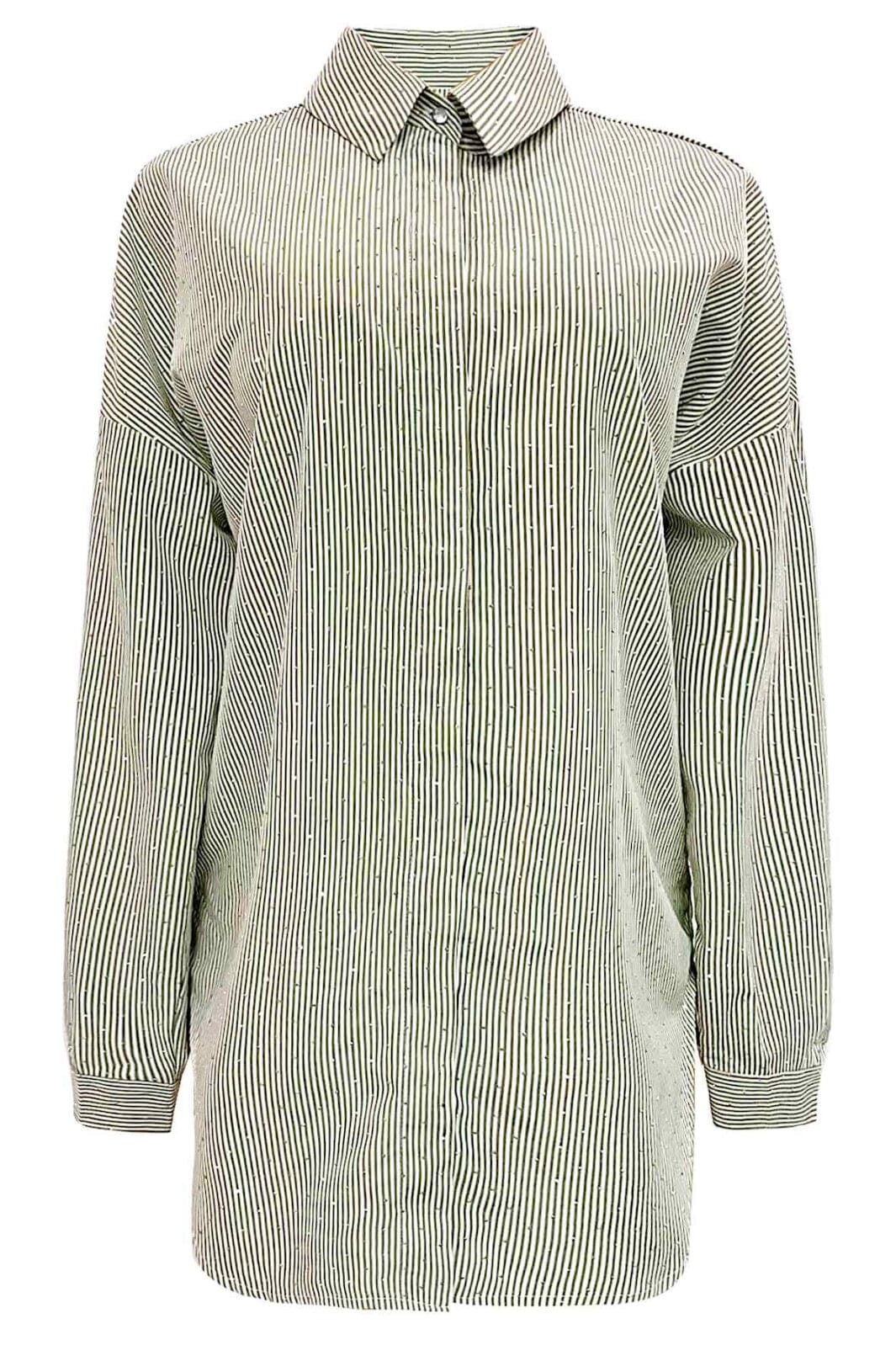 Liberte - Sara-Ls-Shirt 21223 - Army Diamond Stripe