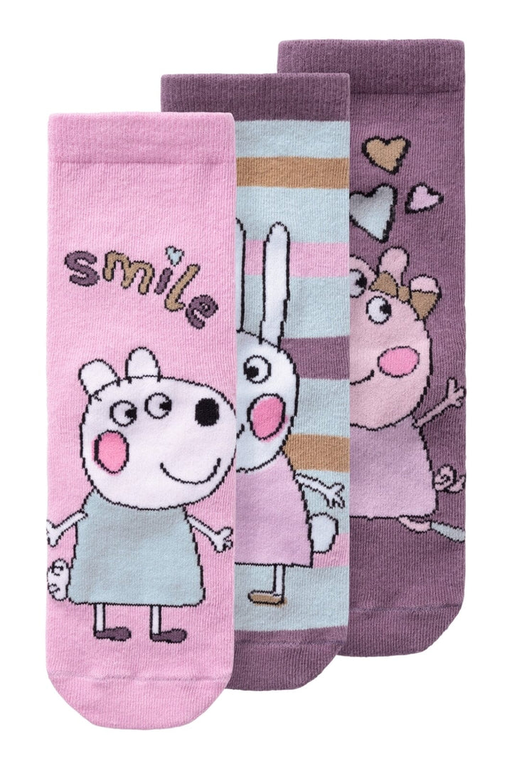 Name It - Nmfamina Peppapig Sock - 4567700 Pastel Lavender 3P Arctic Dusk+Ether+Pastel Lavender Strømper 