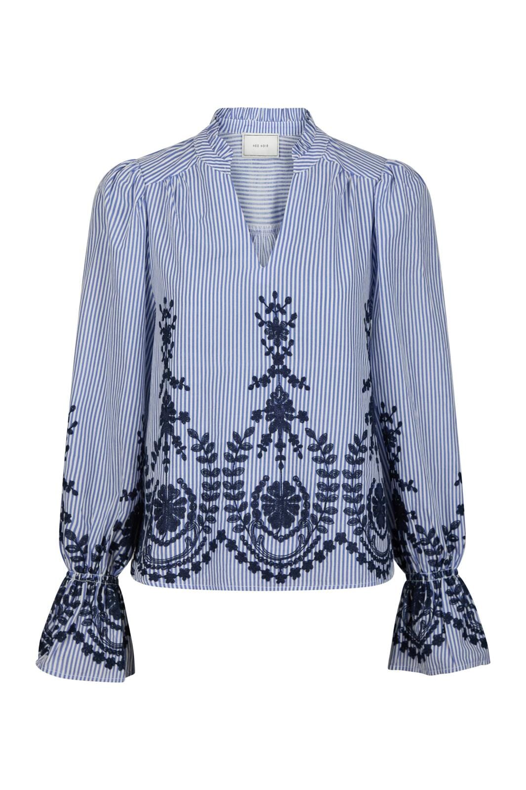 Neo Noir - Amara Stripe Emb Blouse 163363 - 140 - Blue