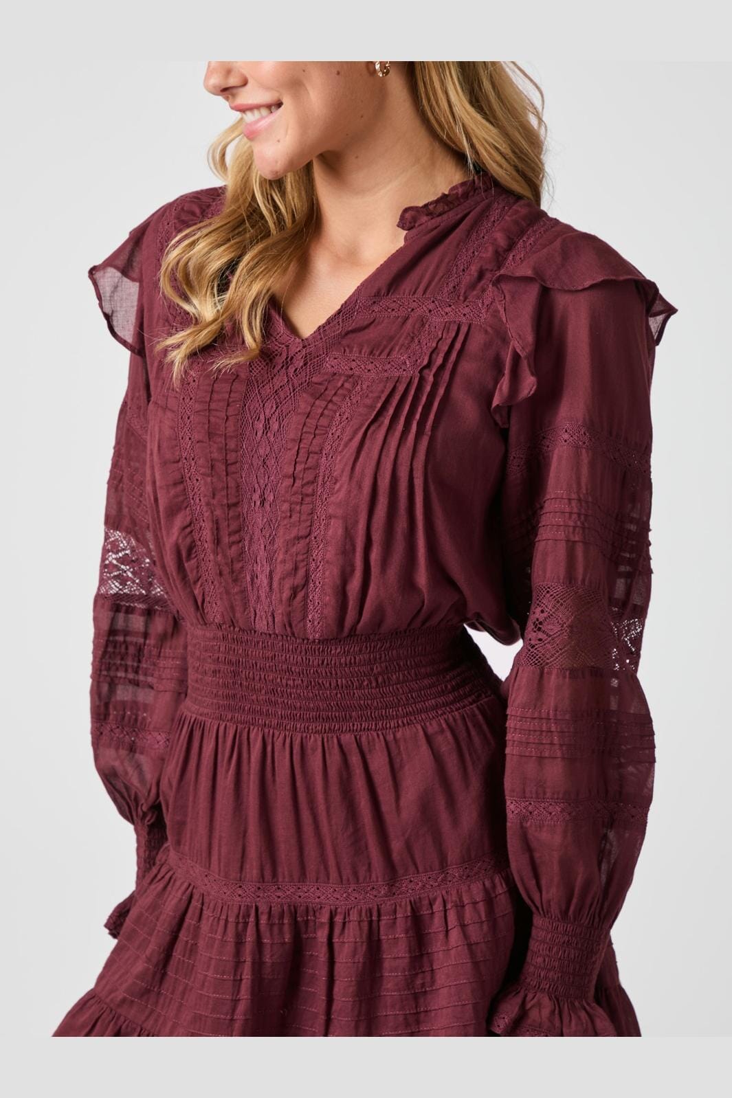 Neo Noir - Aran S Voile Dress 164678 - 174 - Burgundy