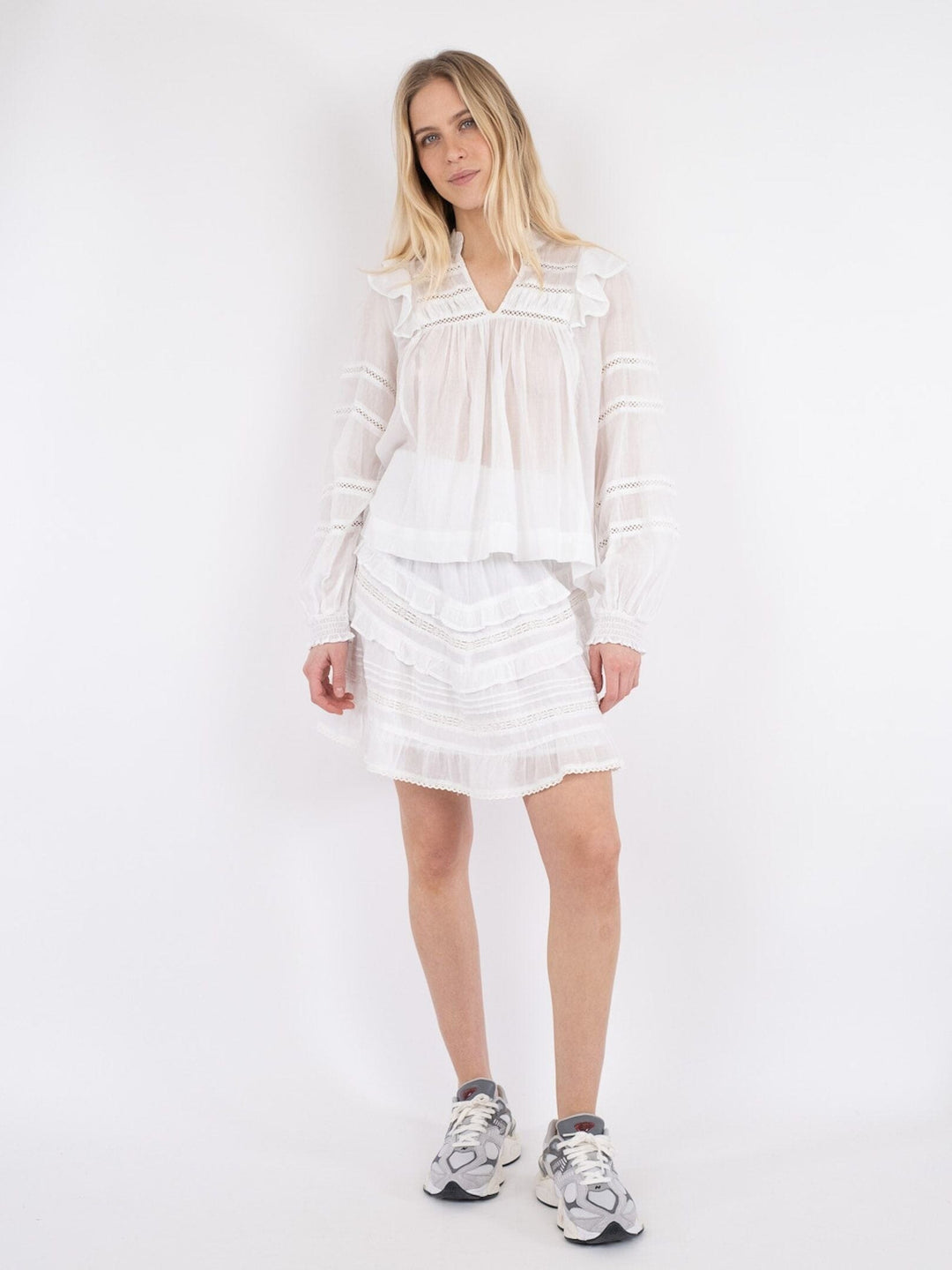 Neo Noir - Aroma S Voile Blouse - White Bluser 