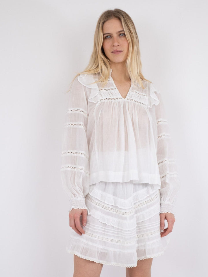 Neo Noir - Aroma S Voile Blouse - White Bluser 