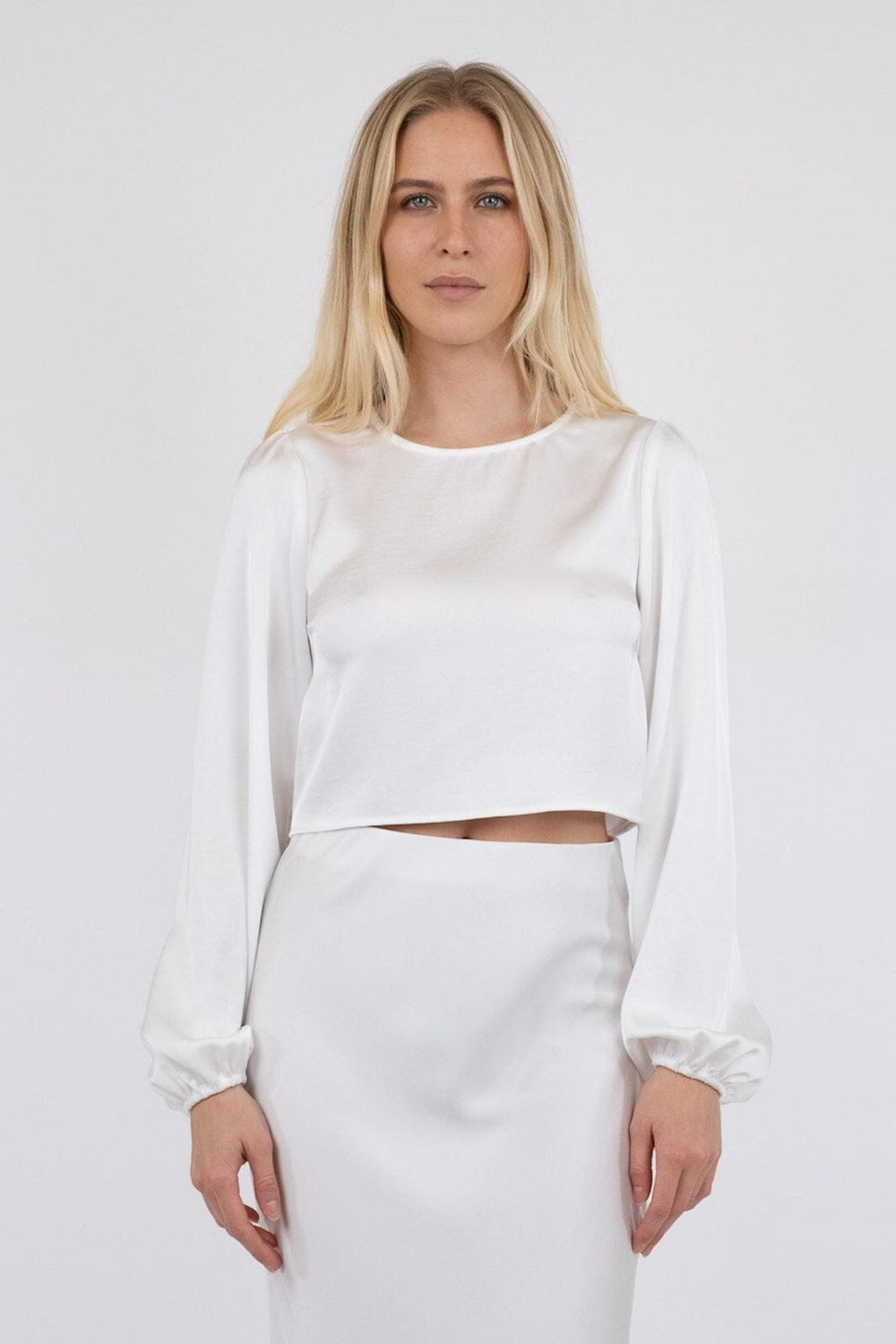 Neo Noir - Aura Heavy Sateen Blouse - White Bluser 