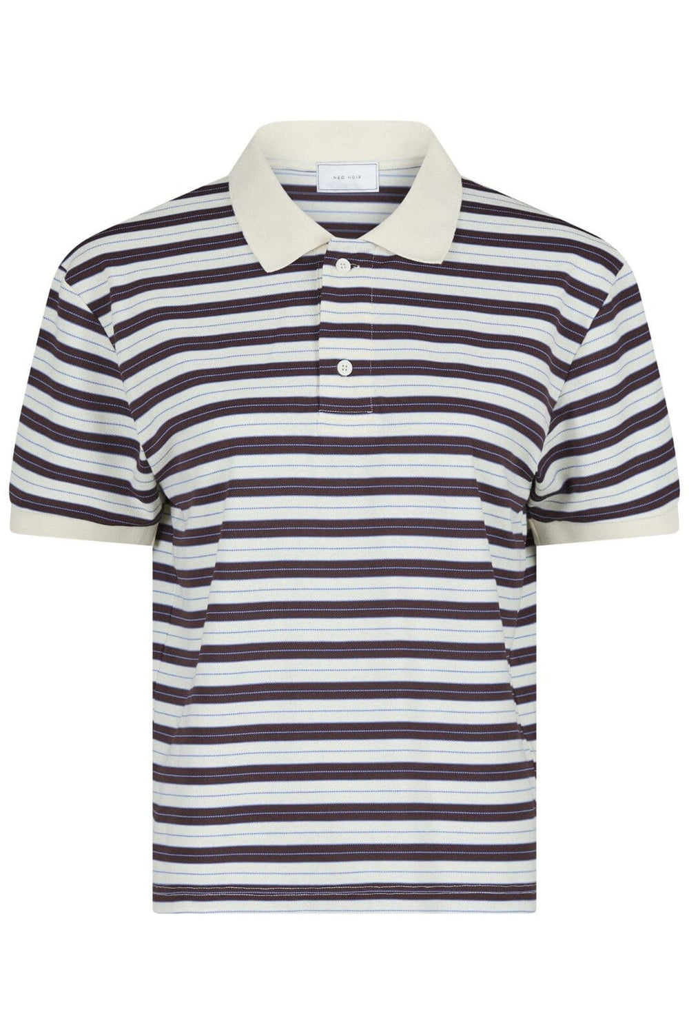 Neo Noir - Beta Stripe Polo Tee - Brown Skjorter 