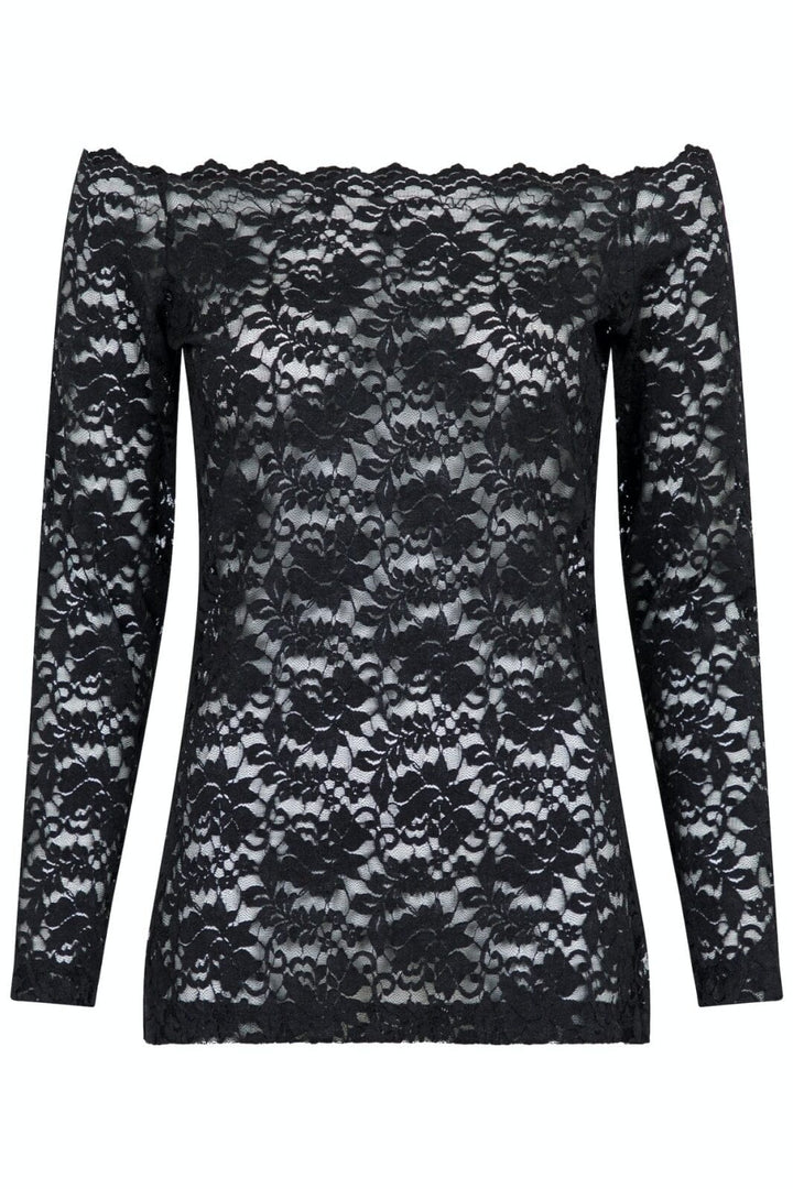 Neo Noir - Casadi Lace Flower Blouse - Black Bluser 