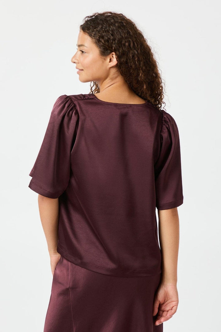 Neo Noir - Largo Heavy Sateen Blouse 160108 - Burgundy Bluser 