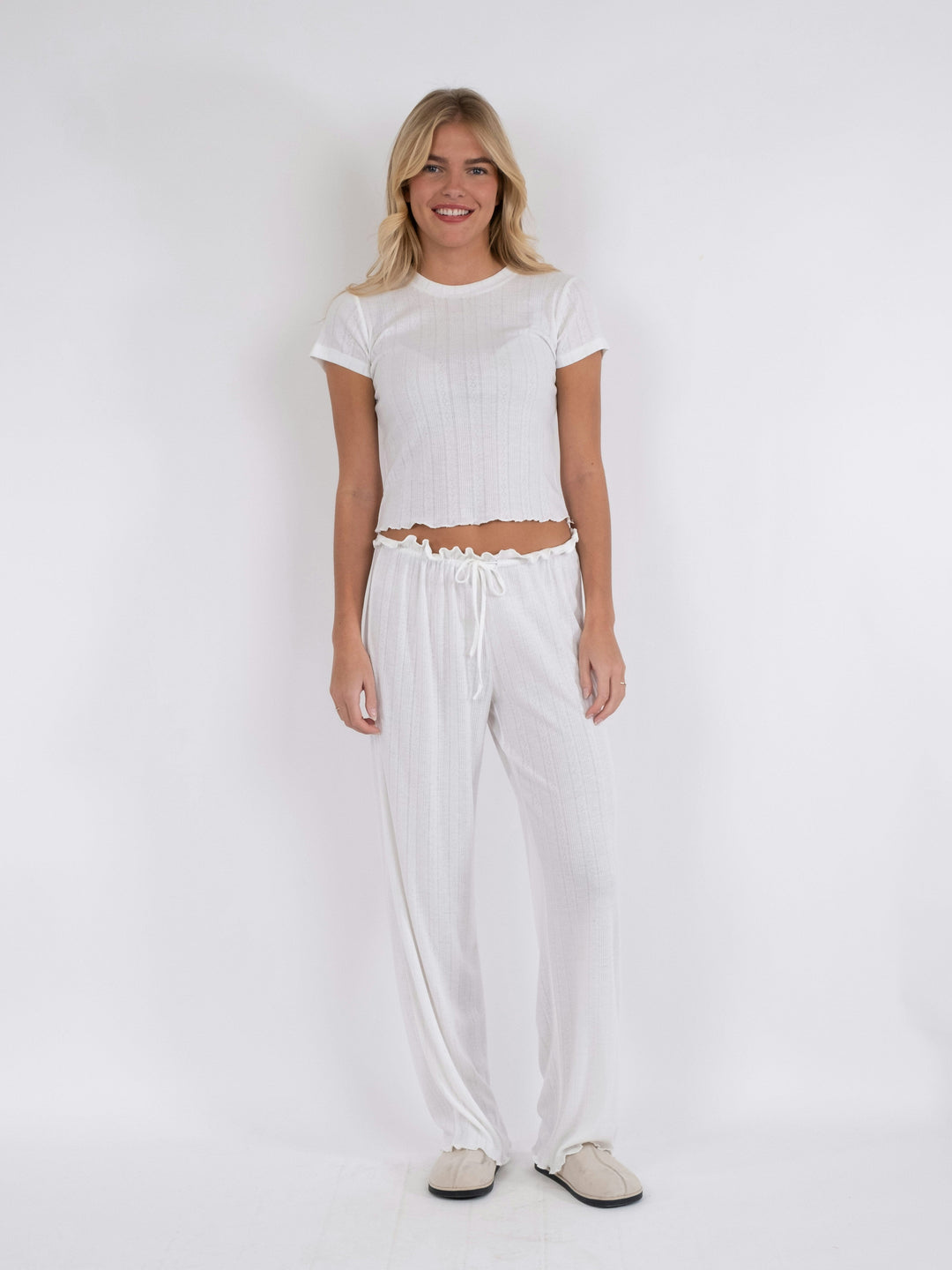 Neo Noir - Lonnie Pointelle Top - White