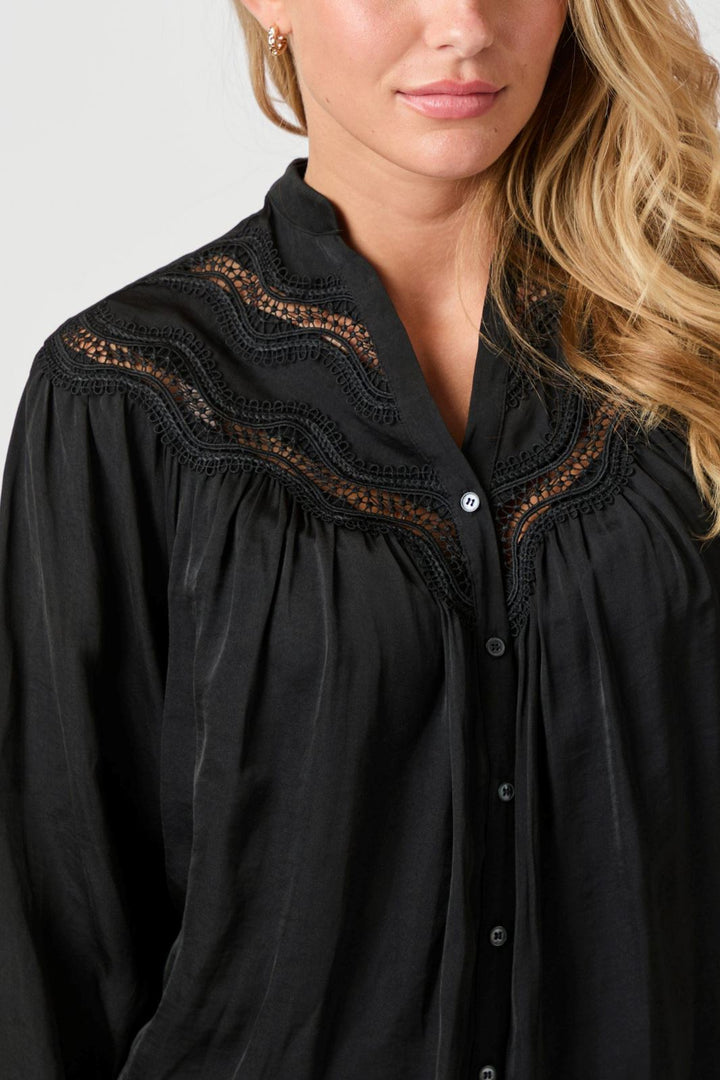 Neo Noir - Minnie Deco Blouse 163724 - Black Bluser 