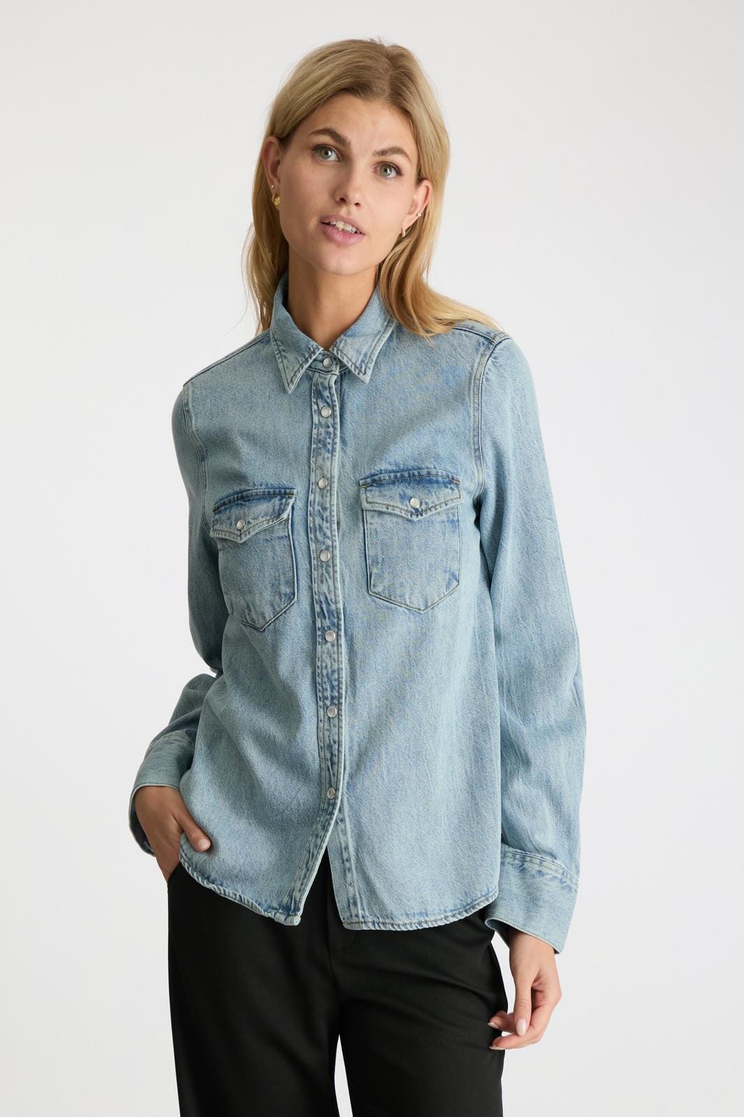 Neo Noir - Roger Denim Shirt - Smoke Blue