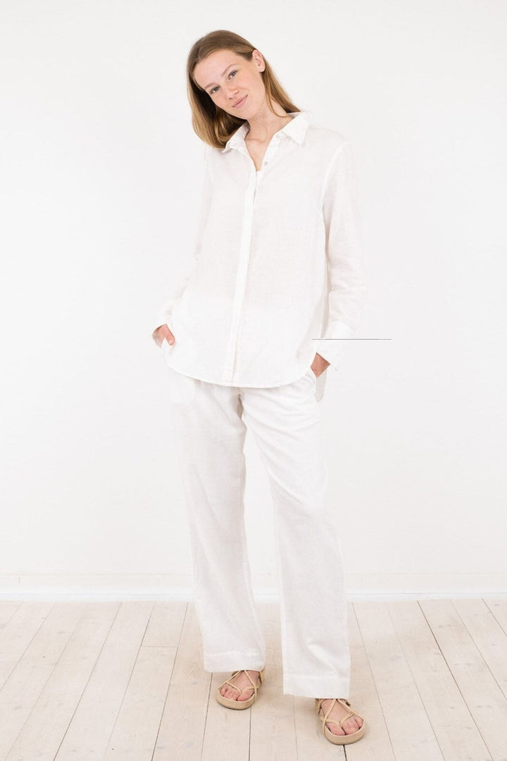 Neo Noir - Sonar Linen Pants - White Bukser 