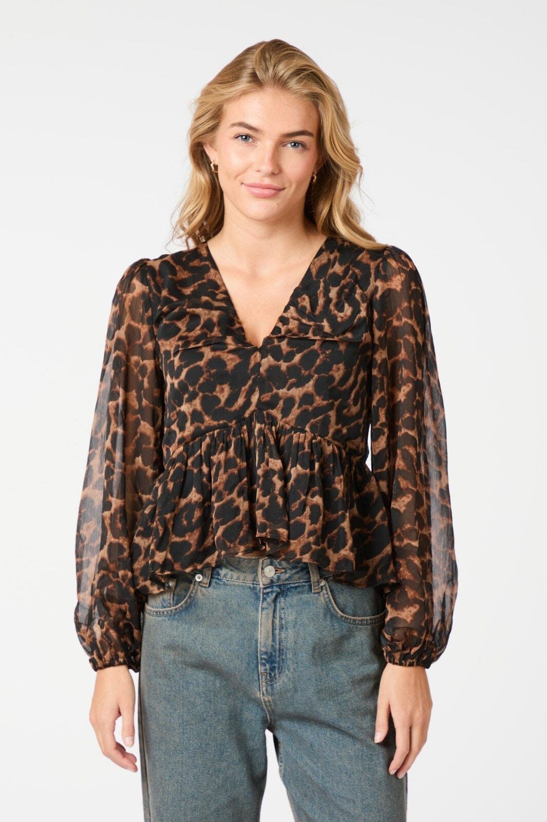 Neo Noir - Timmy Leo Blouse 164310 - Leopard Bluser 