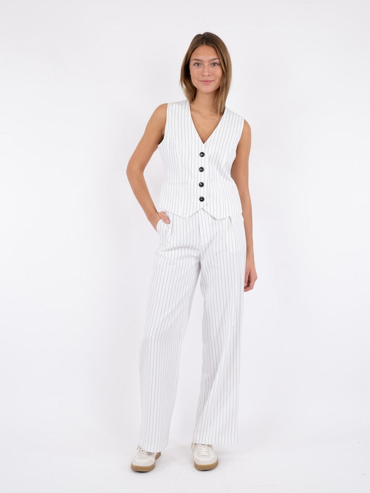 Neo Noir - Vendetta Pinstripe Waistcoat - White Veste 