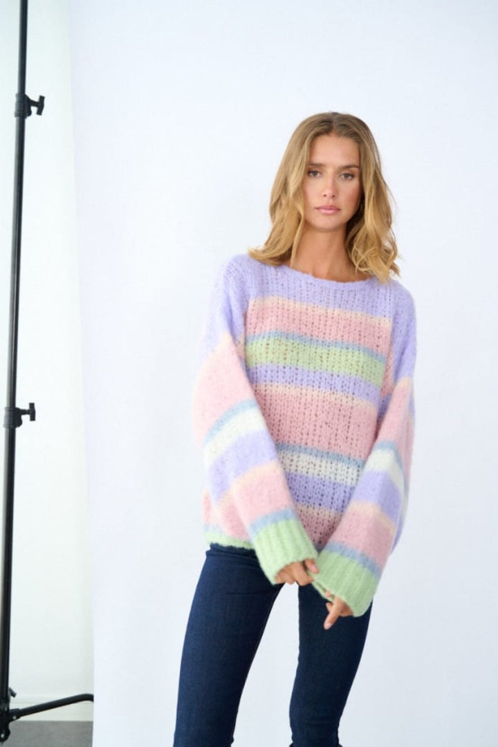 Noella - Rona Ella Knit Sweater - 904 Soft Pastel Mix Strikbluser 