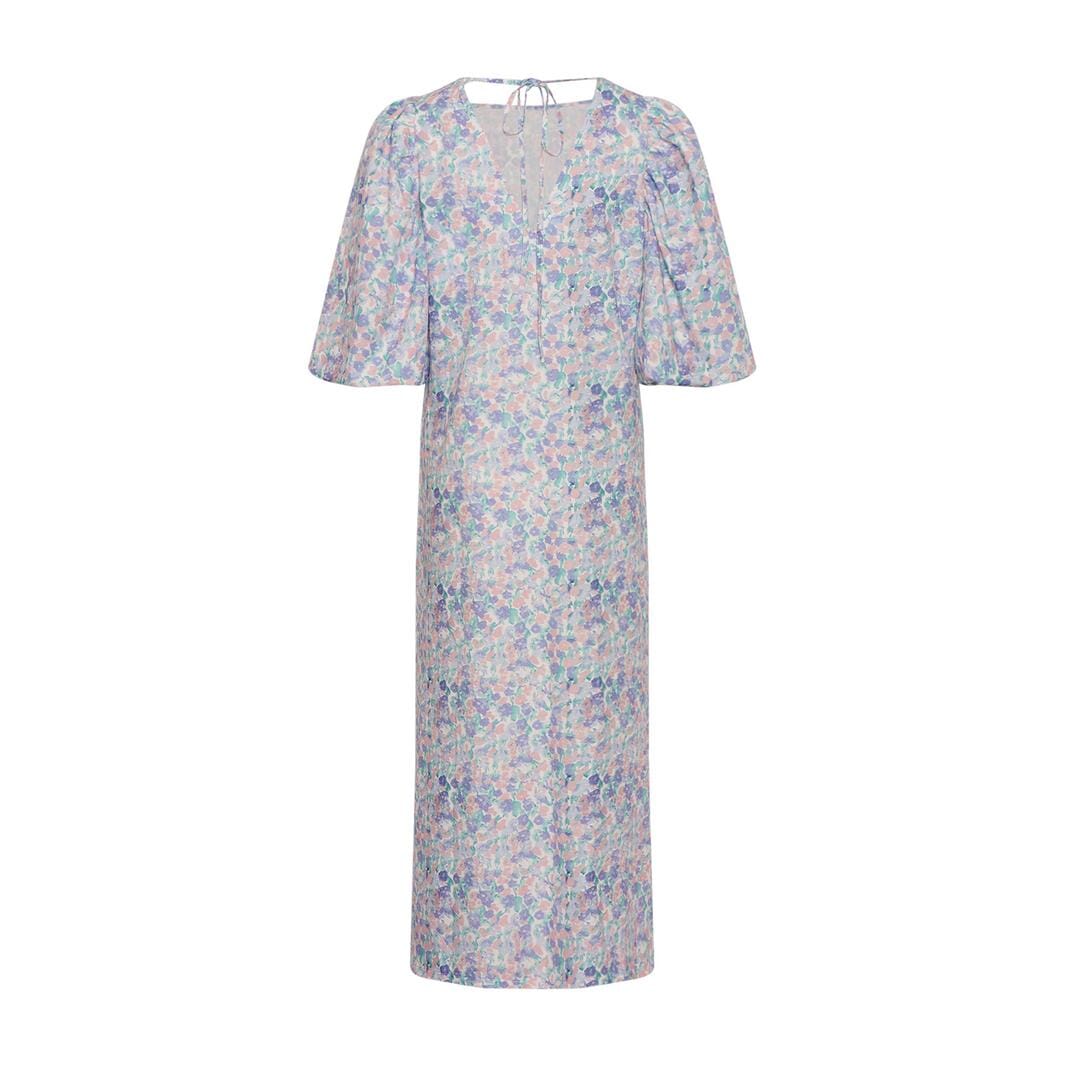 Noella - Scarlet Long Dress - Blue/Rose Flower