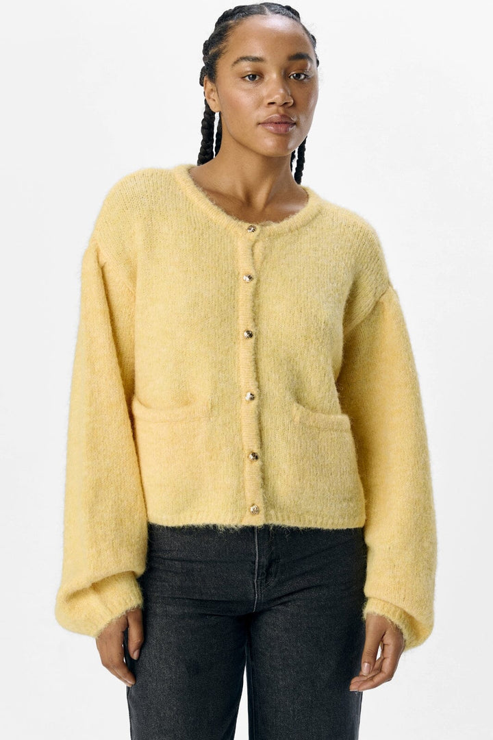 Object - Objsaggia Lo L/S Knit Cardigan 135 - 4781565 Lemon Meringue