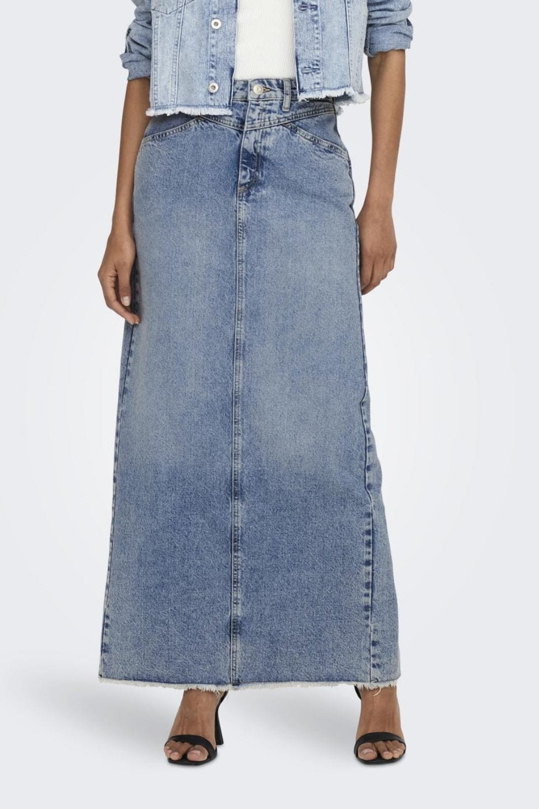 Only - Onlada Cut Long Skirt - 4380064 Medium Blue Denim Nederdele 