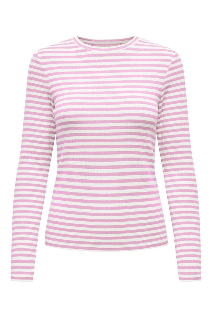 Only - Onlaida L/S Striped Top 15342088 - 4761203 - Pink Lady White