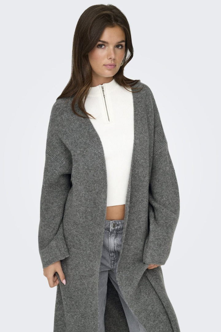 Only - Onlalpha Ls Maxi Cardigan Knt - 4572670 Medium Grey Melange Cardigans 