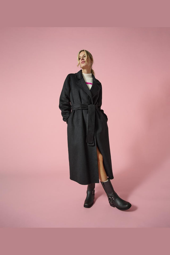 Only - Onlbelina Belted Handmade Wool Coat - 4646629 Black