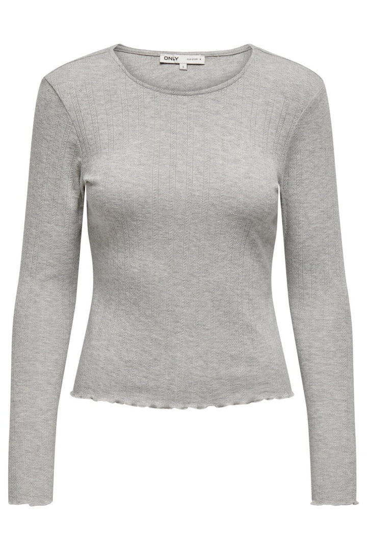 Only - Onlcarlotta L/S Top - 4396542 Light Grey Melange Bluser 