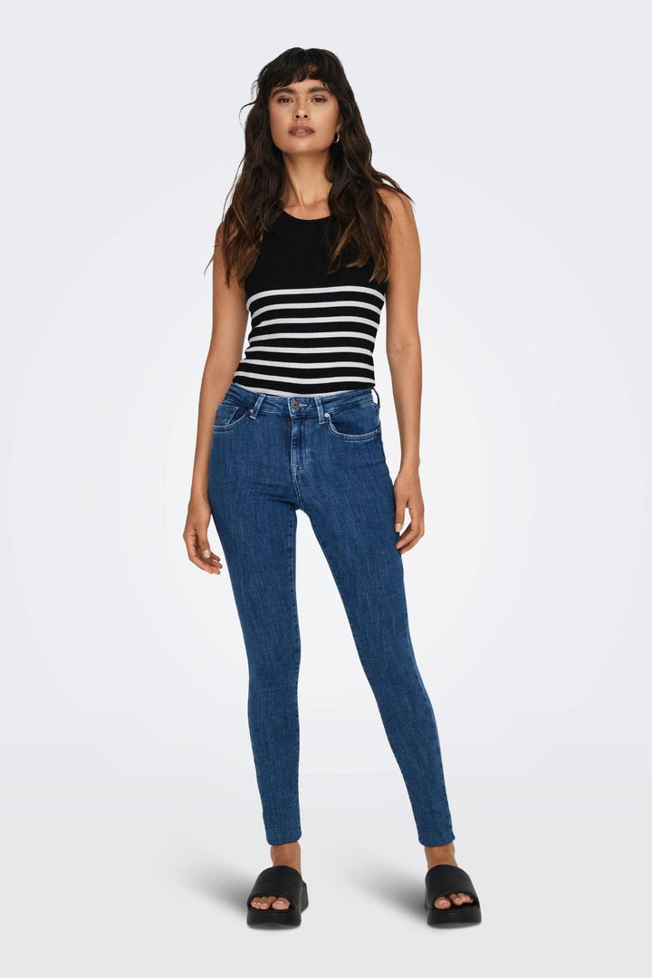 Only - Onlkenya Rib Stripe Tank Top - 4452883 Black Toppe 