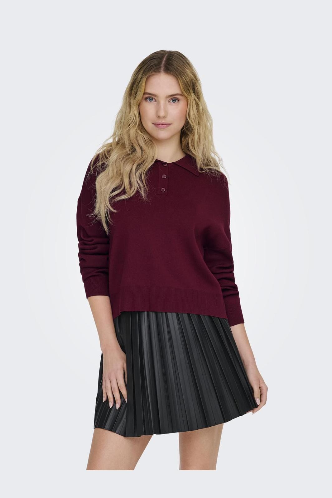 Only - Onllucy Ls Polo Neck Knt - 4756240 Cabernet