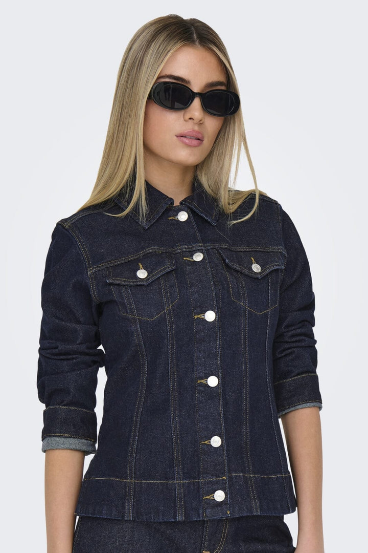 Only - Onlmadison Ls Shaped Jacket Mae - 4657628 Dark Blue Denim Jakker 