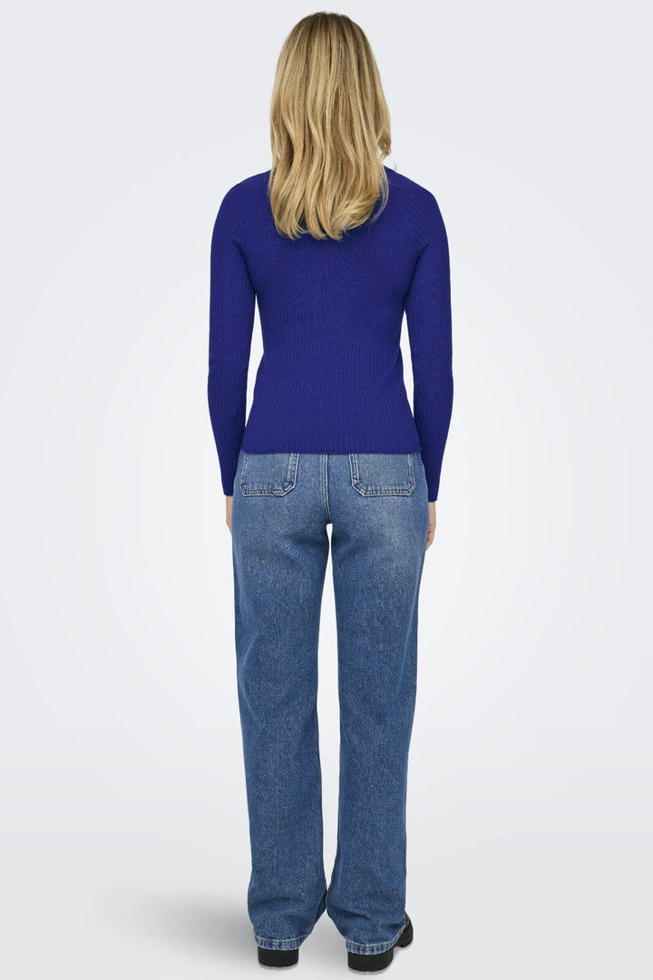 Only - Onlmeddi Ls Button Detail O-Neck - 4508480 Sodalite Blue Bluser 