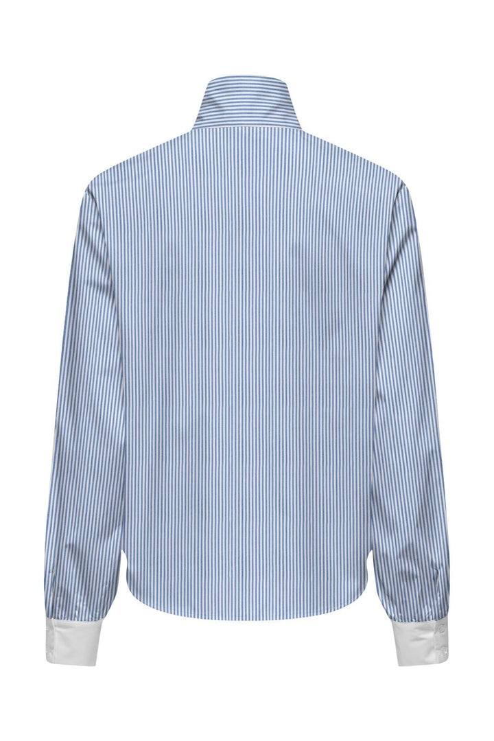 Only - Onlmerle Tie Detail Ls Shirt - 4693816 Azurine Cloud Dancer