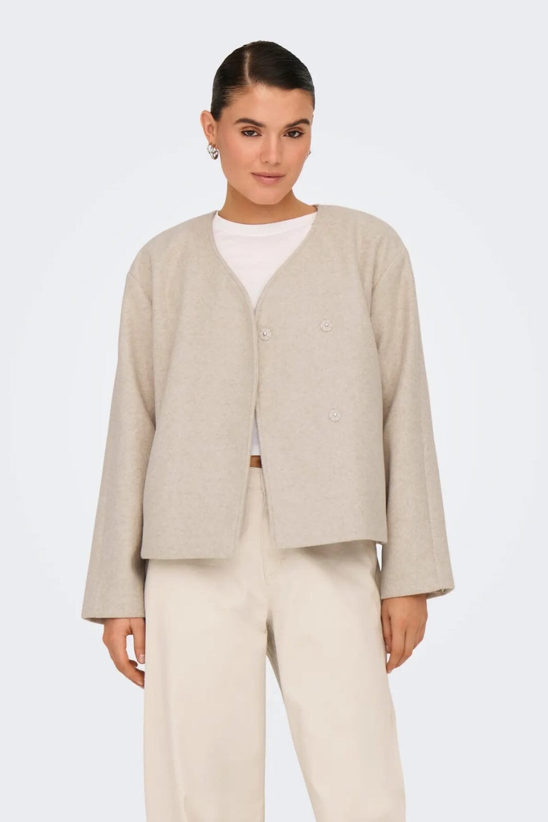 Only - Onlnancy Round Neck Jacket 15356611 - 4843910 - Pumice Stone Melange