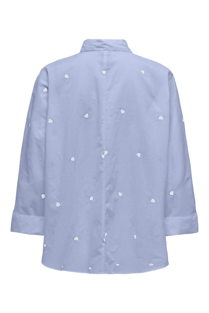 Only - Onlnew Lina Grace Ls Emb Shirt - 4749761 Brunnera Blue Bright White Heart