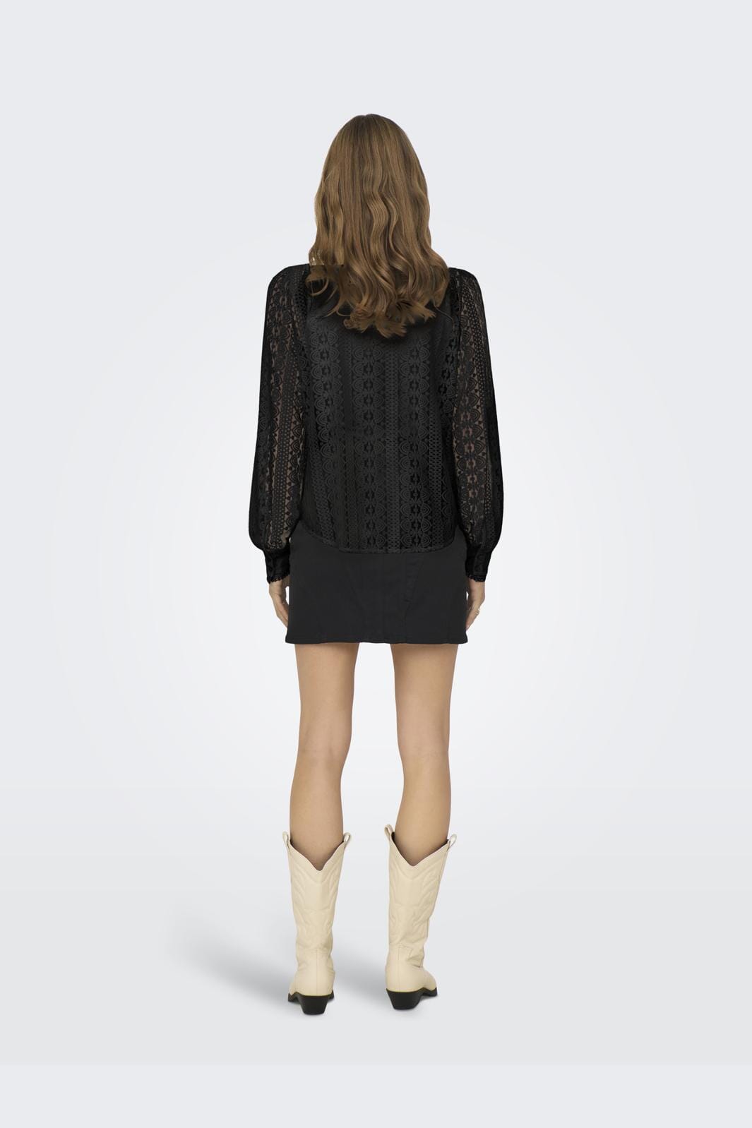 Only - Onlreba Lace L/S Shirt - 4107422 Black