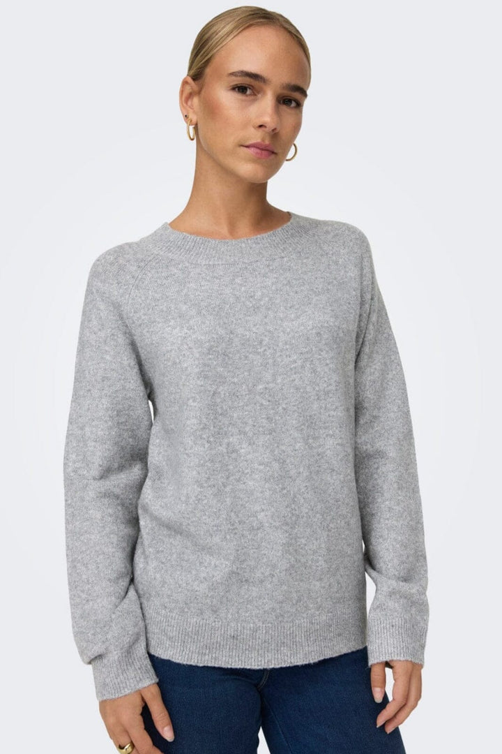 Only - Onlrica Life L/S Pullover Knt - 3376748 Light Grey Melange Strikbluser 