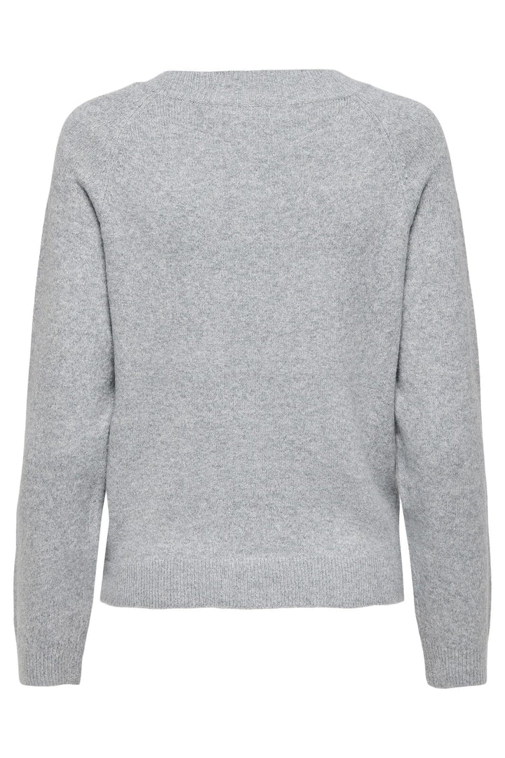 Only - Onlrica Life L/S Pullover Knt - 3376748 Light Grey Melange Strikbluser 