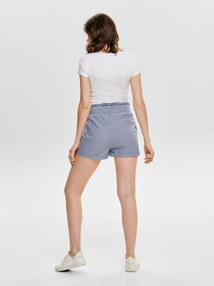 Only - Onlsmilla belt shorts - Medium Blue Den/W/STRIPES Shorts 