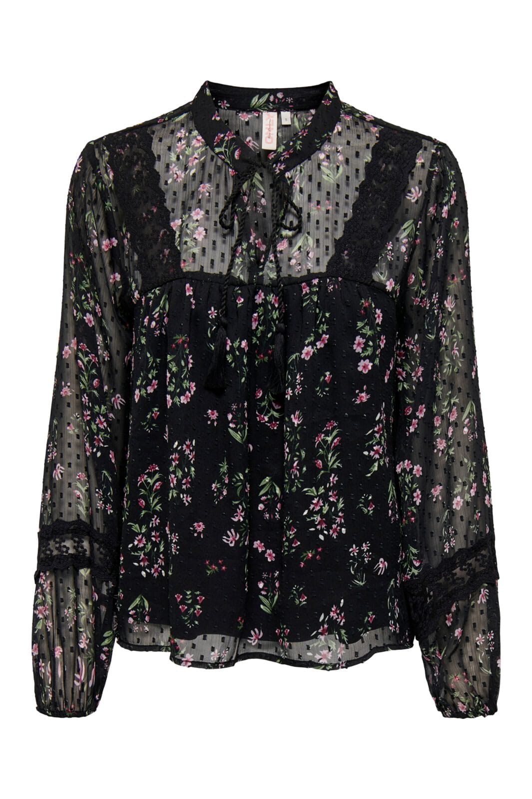 Only - Onltessa Eliza Ls Top - 4325026 Black Light Pink Flower