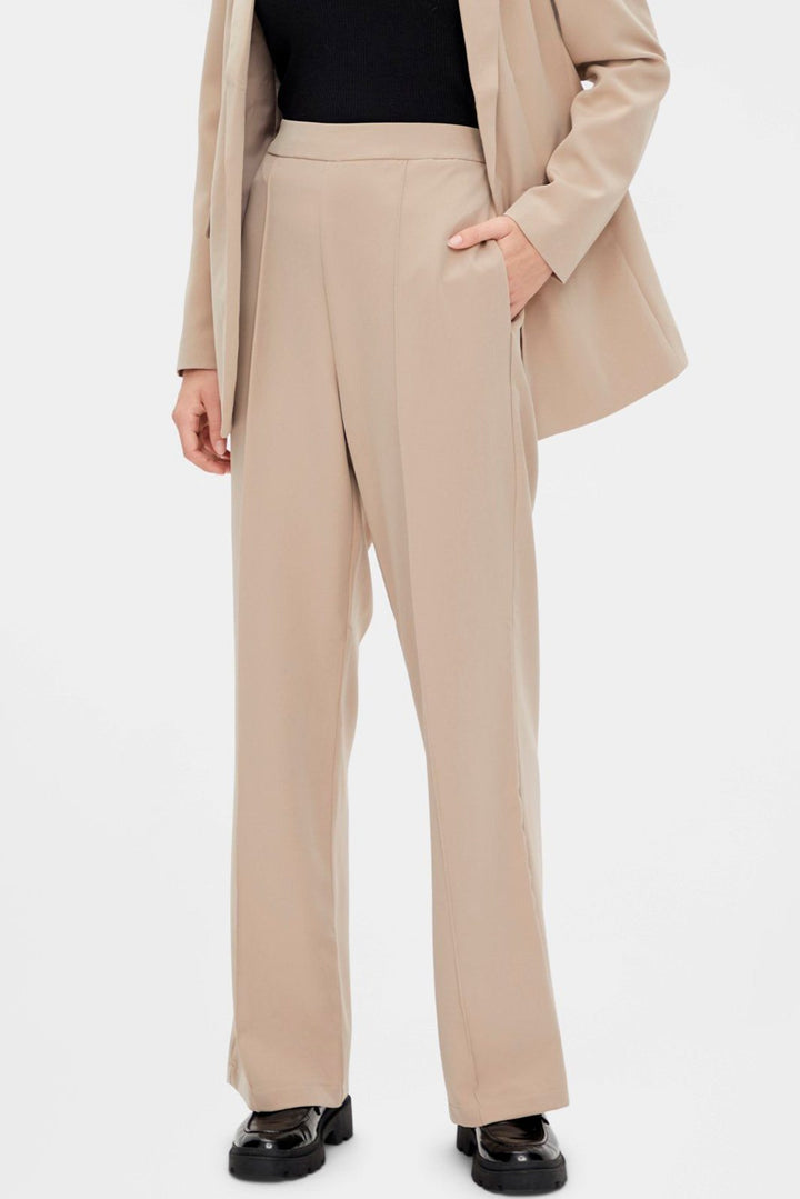 PIECES - PcBossy Hw Wide Pant - Silver Mink Bukser 