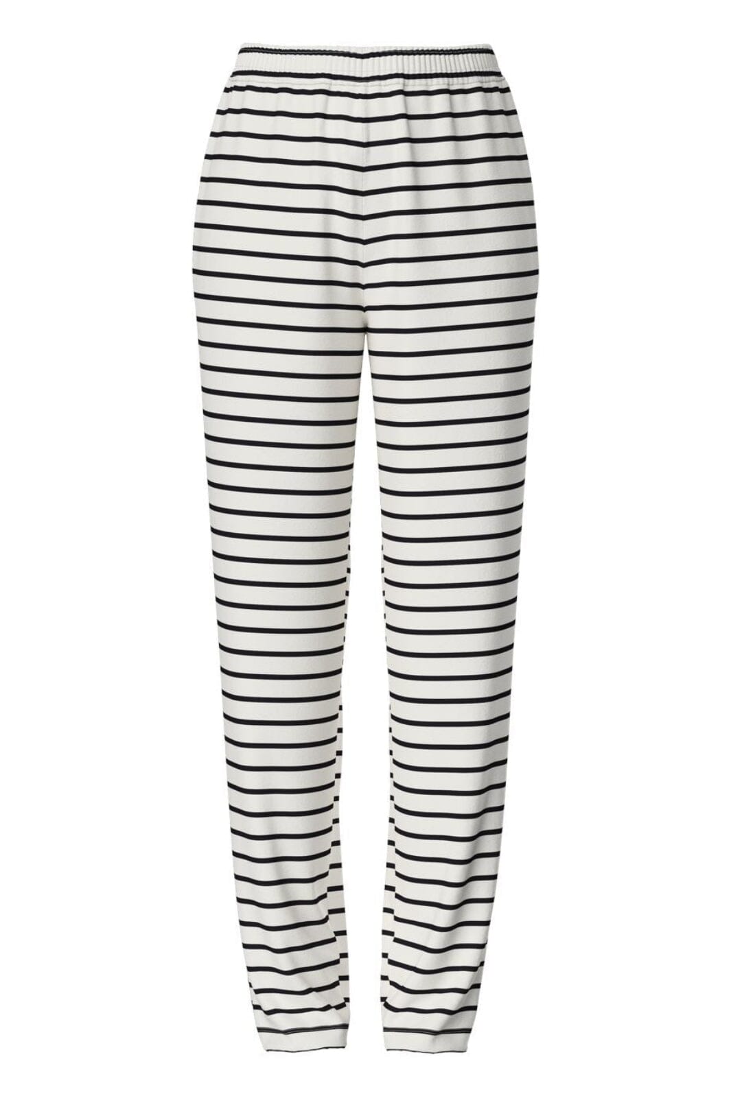 Pieces - Pcchilli Straight Stripe Pants - 4701513 Cloud Dancer Black Bukser 