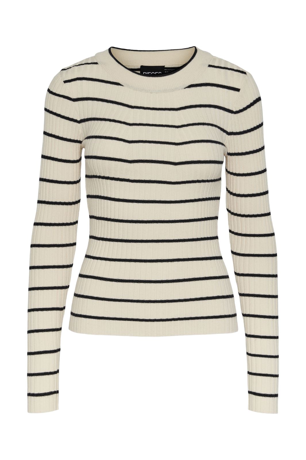 Pieces - Pccrista Ls O-Neck Knit - 4589103 Birch Black Narrow