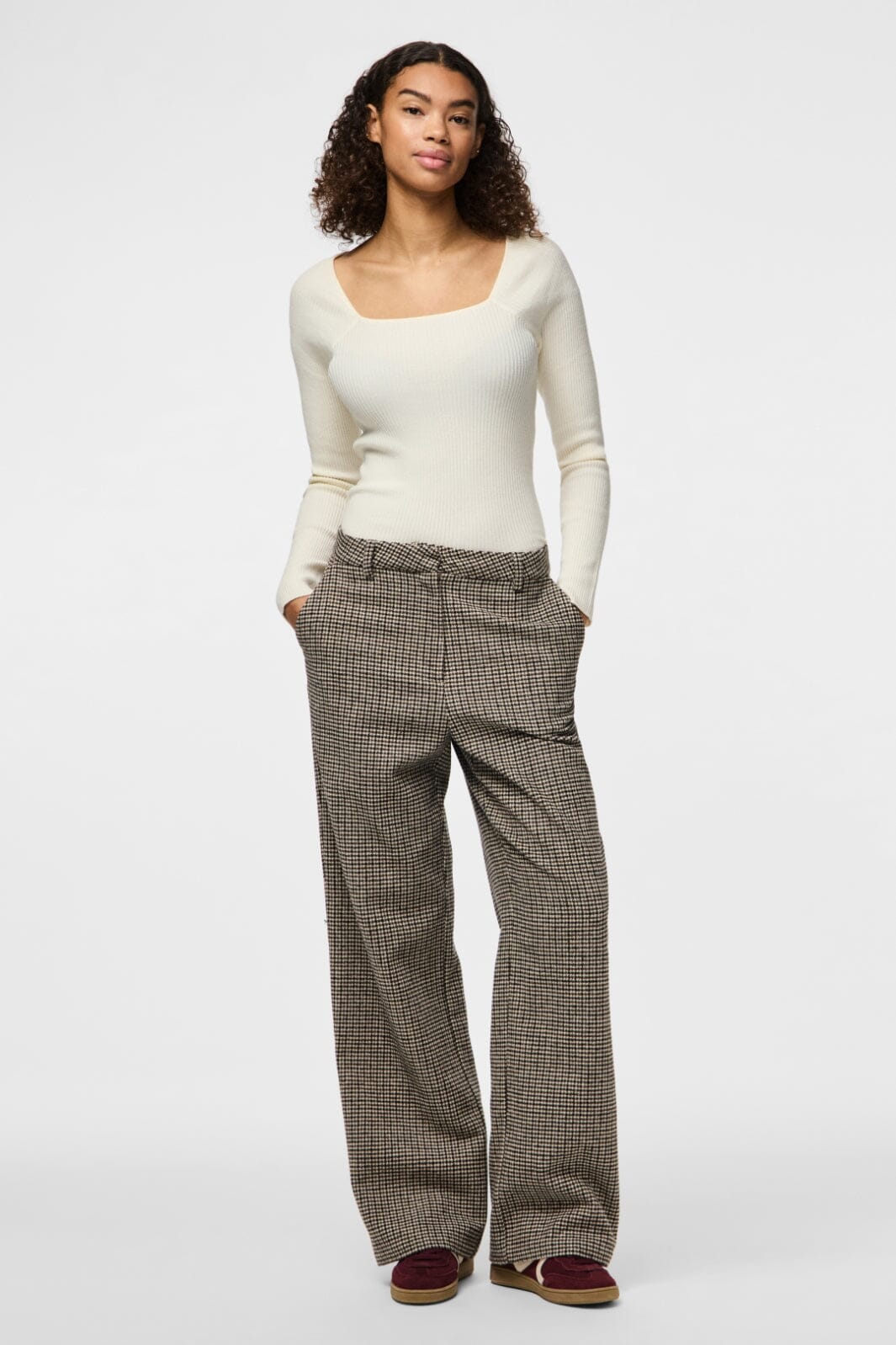 Pieces - Pcfenny Straight Pant Fsy - 4884284 Delicioso Houndstooth