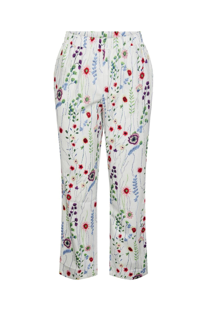 Pieces, Pcjalisa Hw Pants, Bright White FLOWERS