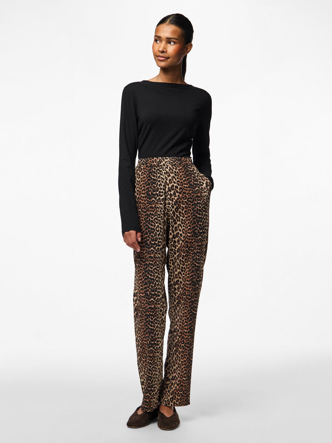 Pieces - Pcjeo Straight Pants - 4822366 Black Small Leo Bukser 